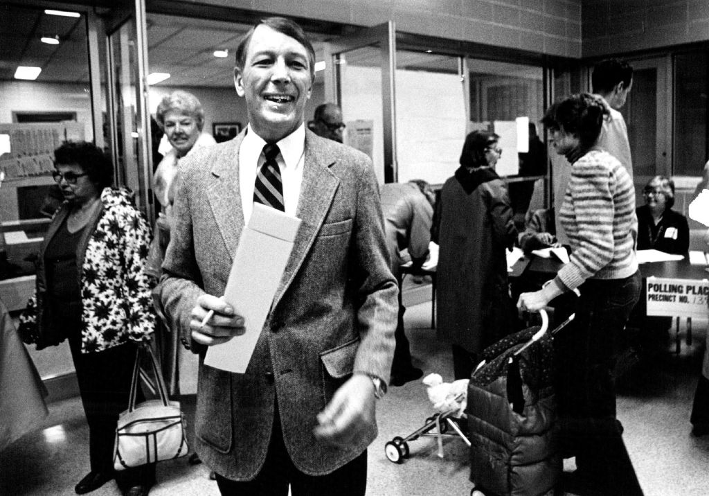 Congressional candidate Jack Swigert casts his vote