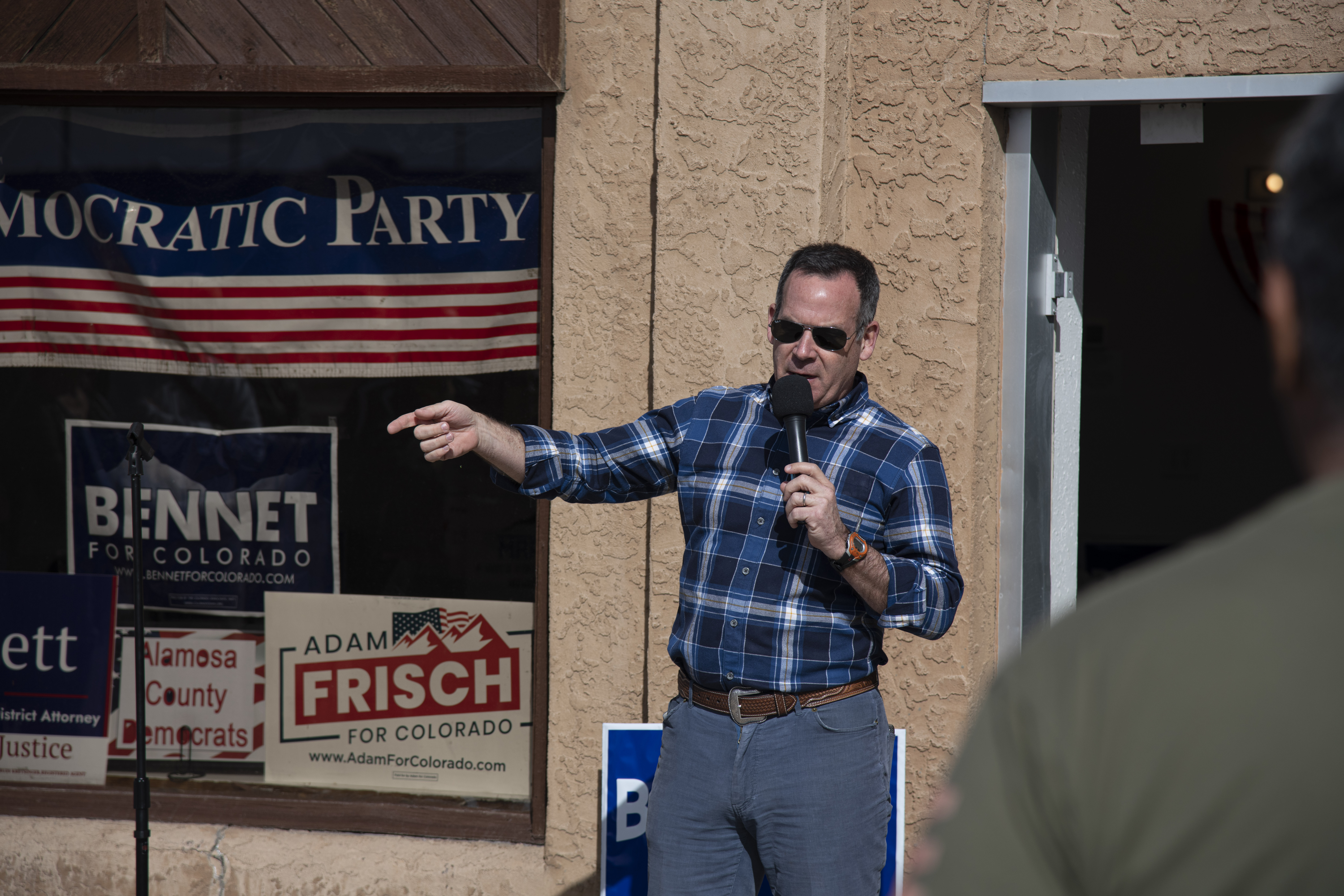 Colorado Third Congressional District candidate Adam Frisch speaks to supporters during a rally supporting Colorado Democrats Sunday, October 30, 2022, at the Alamosa Democratic Headquarters in downtown Alamosa, Colo. (Photo by William Woody/Special to The Denver Post)