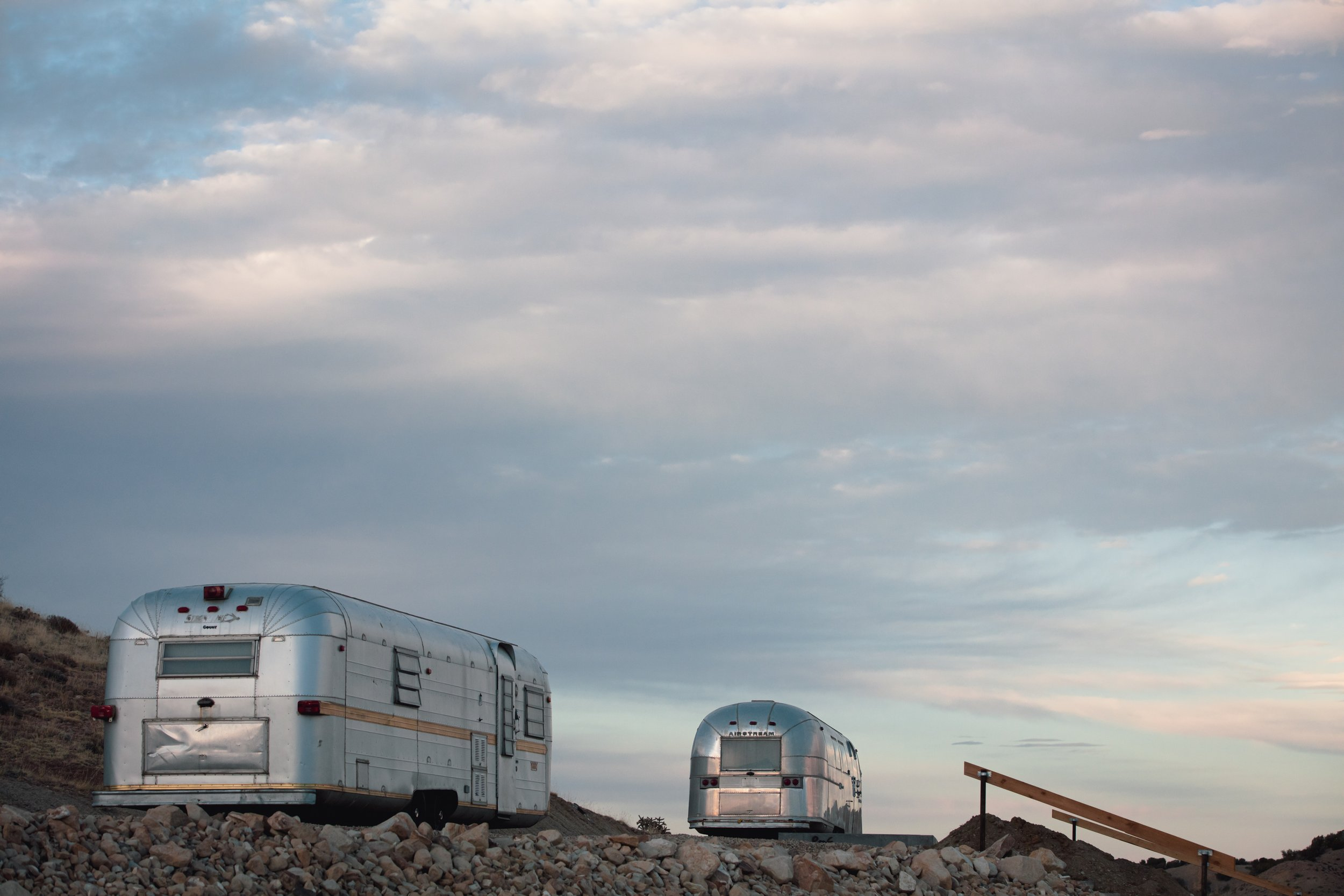 Five Airstream trailers have been redesigned and outfitted with full beds, kitchenettes, seating areas and bathrooms for overnight guests. (Photo provided by Ben Knight, Desert Reef)