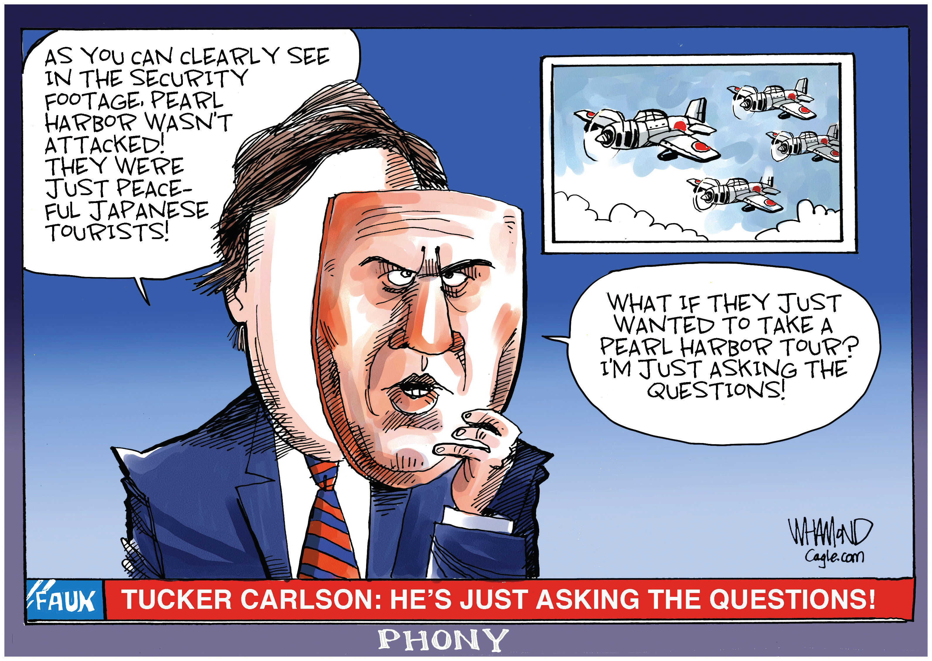 On Tucker Carlson (Dave Whamond, CagleCartoons.com)