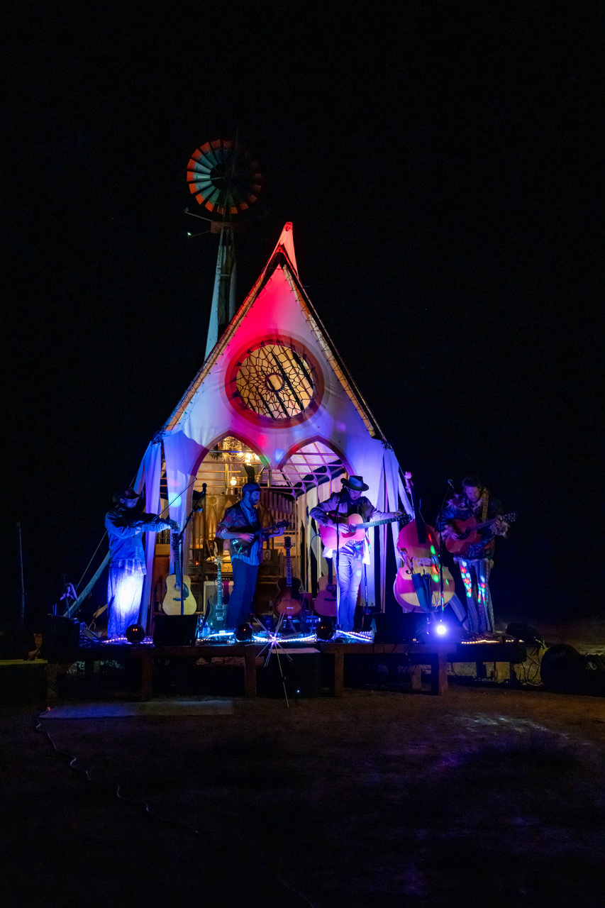 One of the most awe-inspiring artworks at CampV is the Prairie Wind Chapel. Originally an installation built at Burning Man festival, it now resides permanently at the Naturita campground.(Provided by Kyle Wavra/CampV)