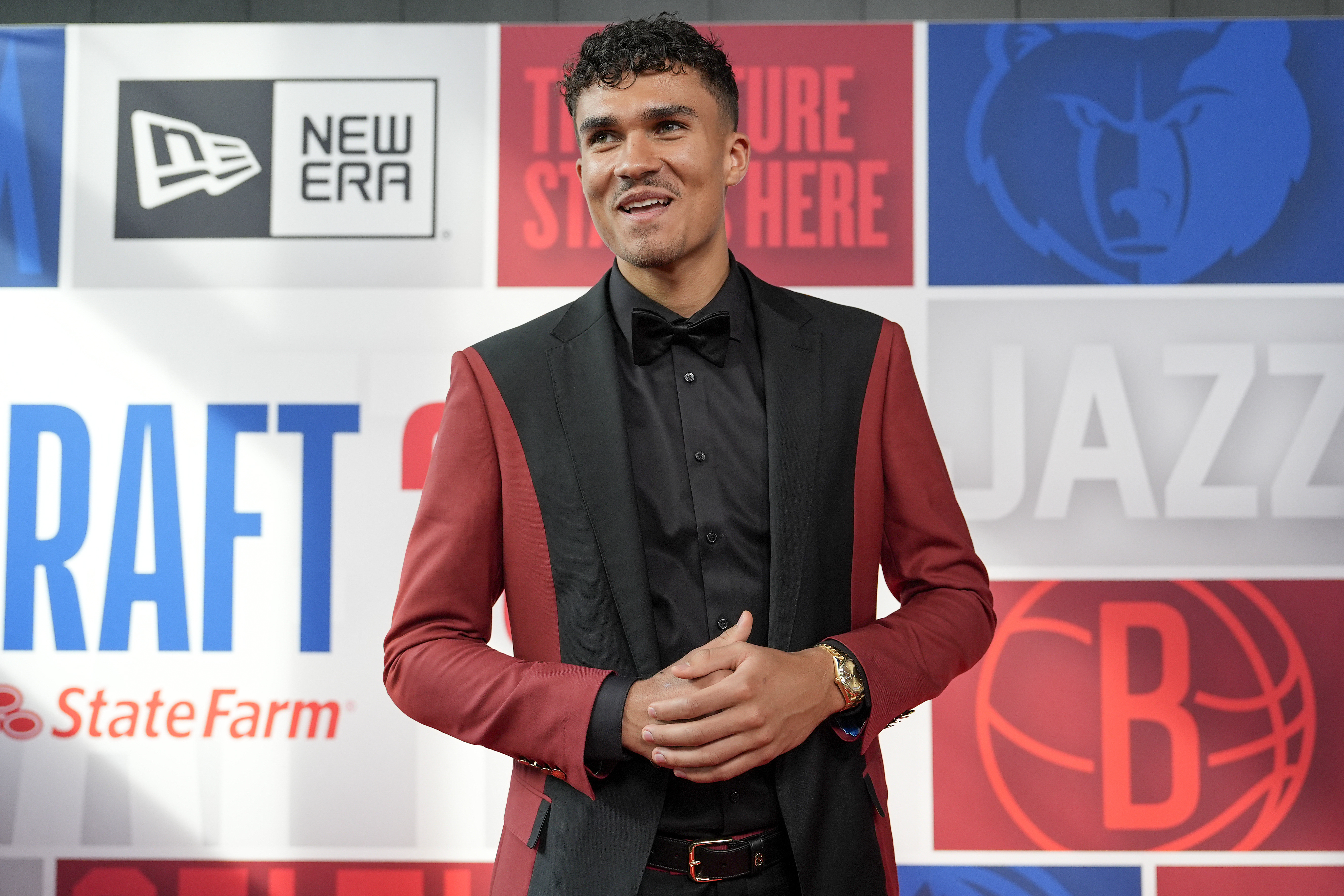 Tristan da Silva walks the red carpet before the NBA basketball draft, Wednesday, June 26, 2024, in New York. (AP Photo/Julia Nikhinson)