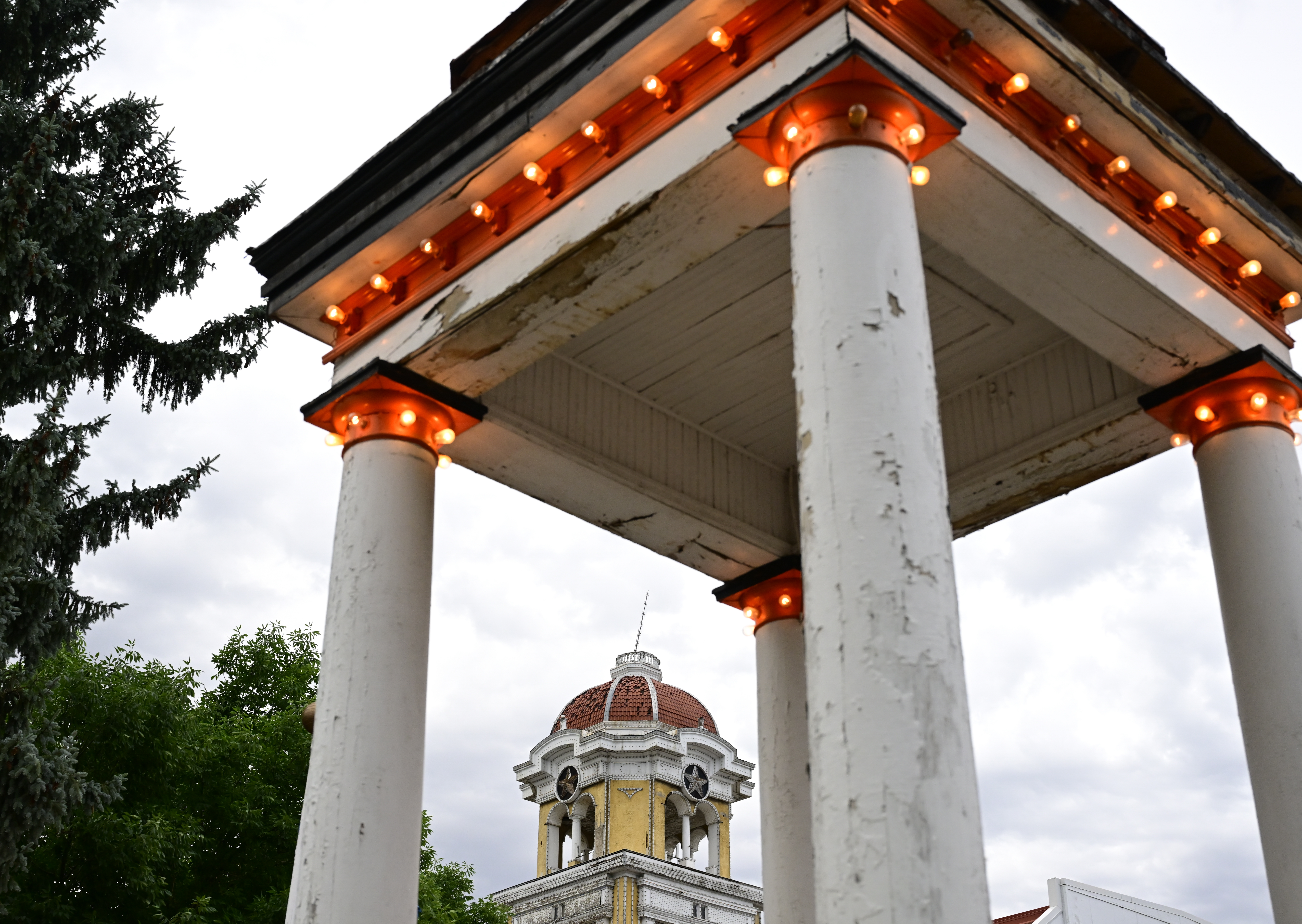 Paint peels away from the edges of the iconic structures at Lakeside Amusement Park in Lakeside, Colorado Thursday, June 27, 2024. (Photo by Andy Cross/The Denver Post)