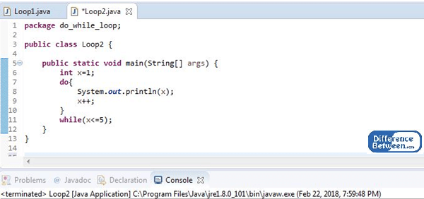 Key Difference Between while and do while loop