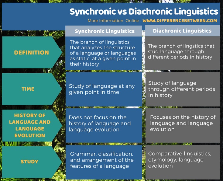 Difference Between Synchronic and Diachronic Linguistics in Tabular Format