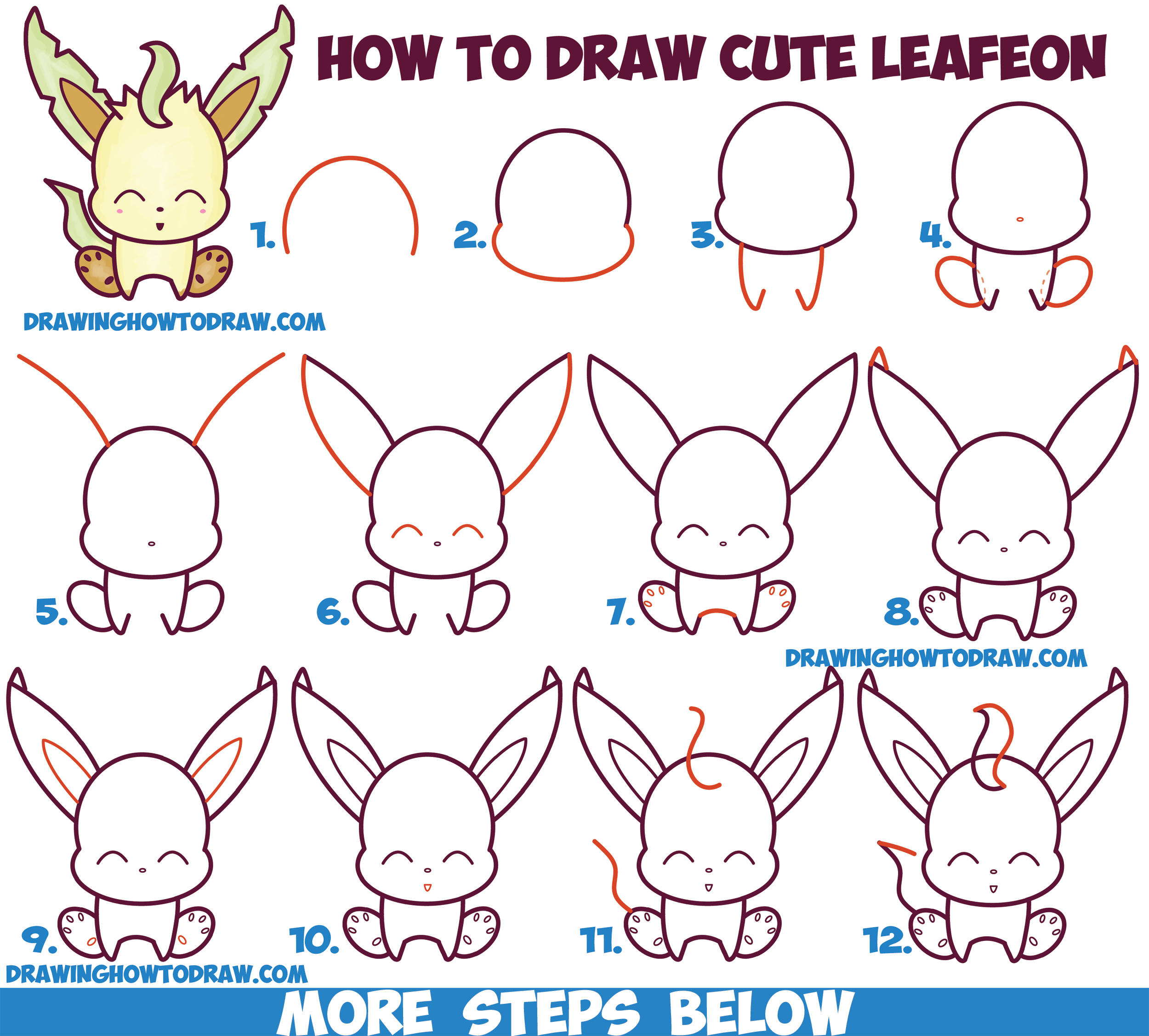 How To Draw Cute Chibi Kawaii Sylveon From Pokemon In Easy Step By Step ...