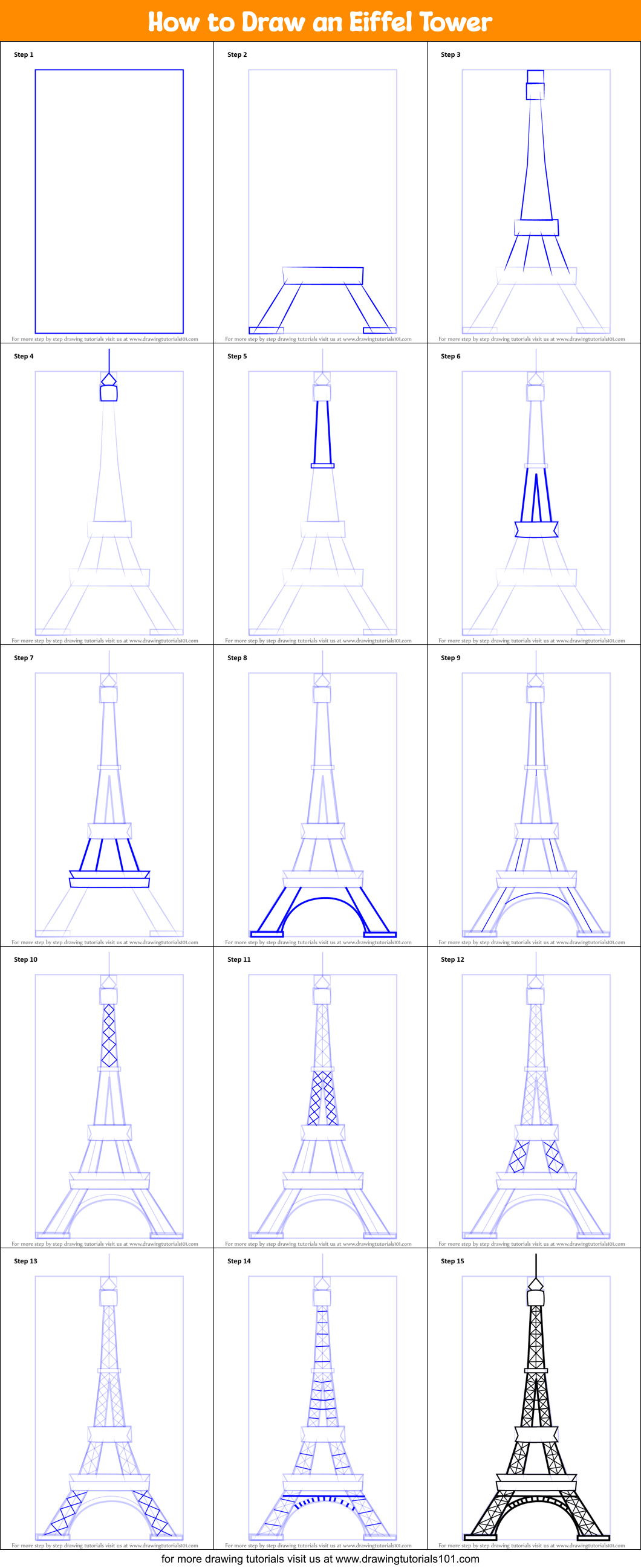 How To Draw An Eiffel Tower Printable Step By Step Drawing Sheet