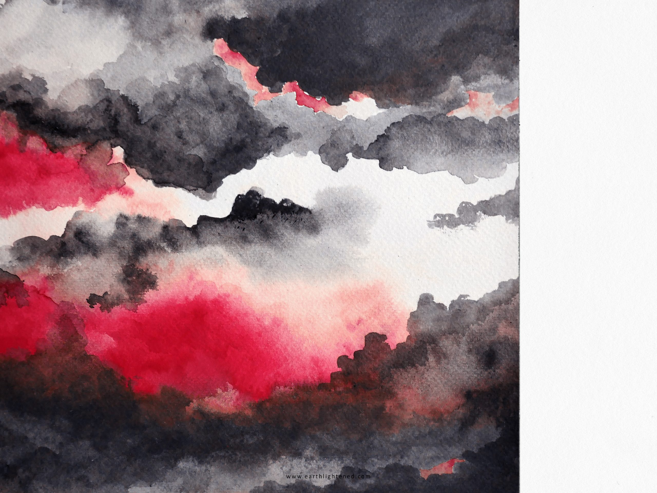 Red and Black Watercolor Aquarelle