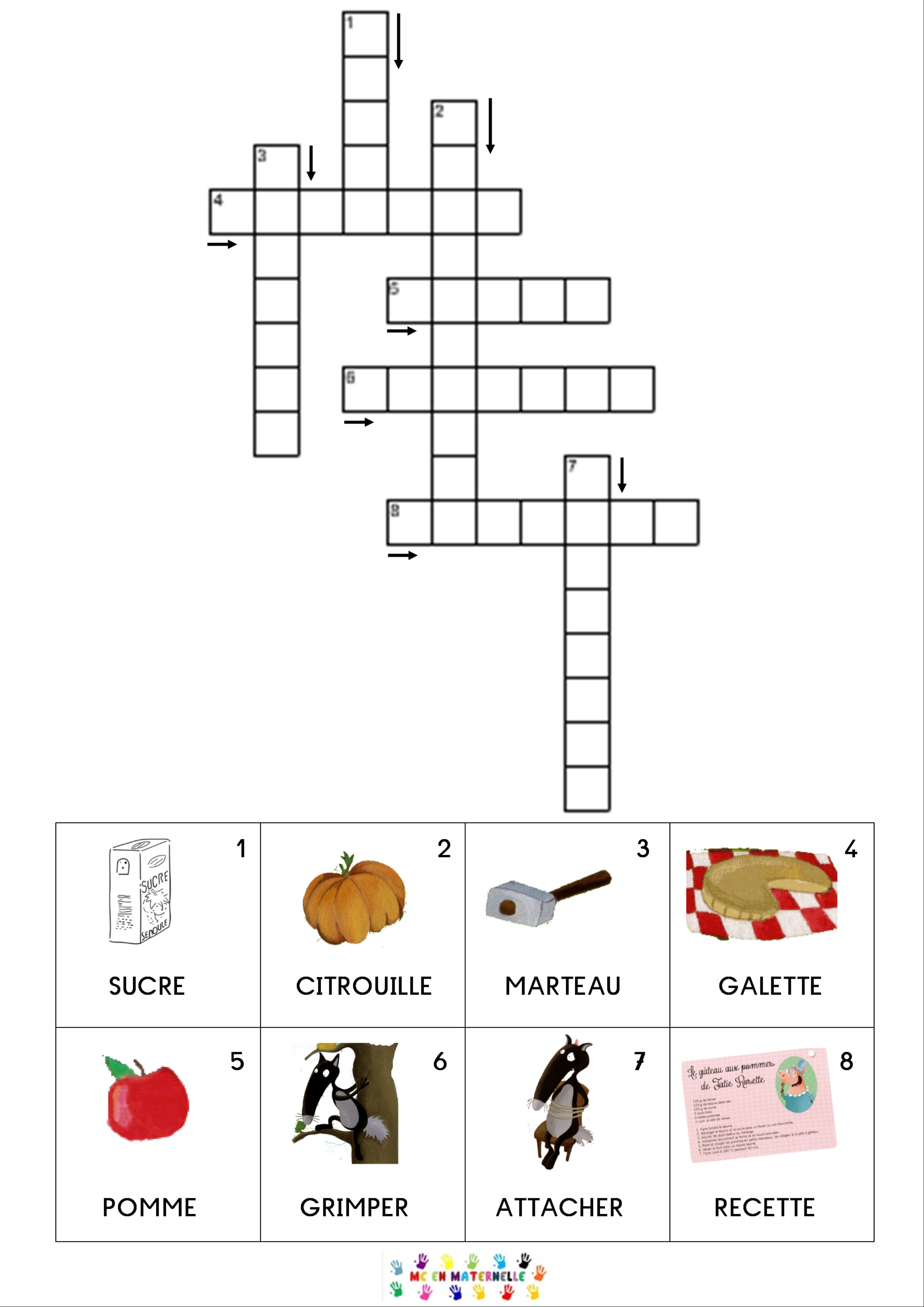 Le Petit Chaperon Rouge Mots Fleches Mc En Maternelle