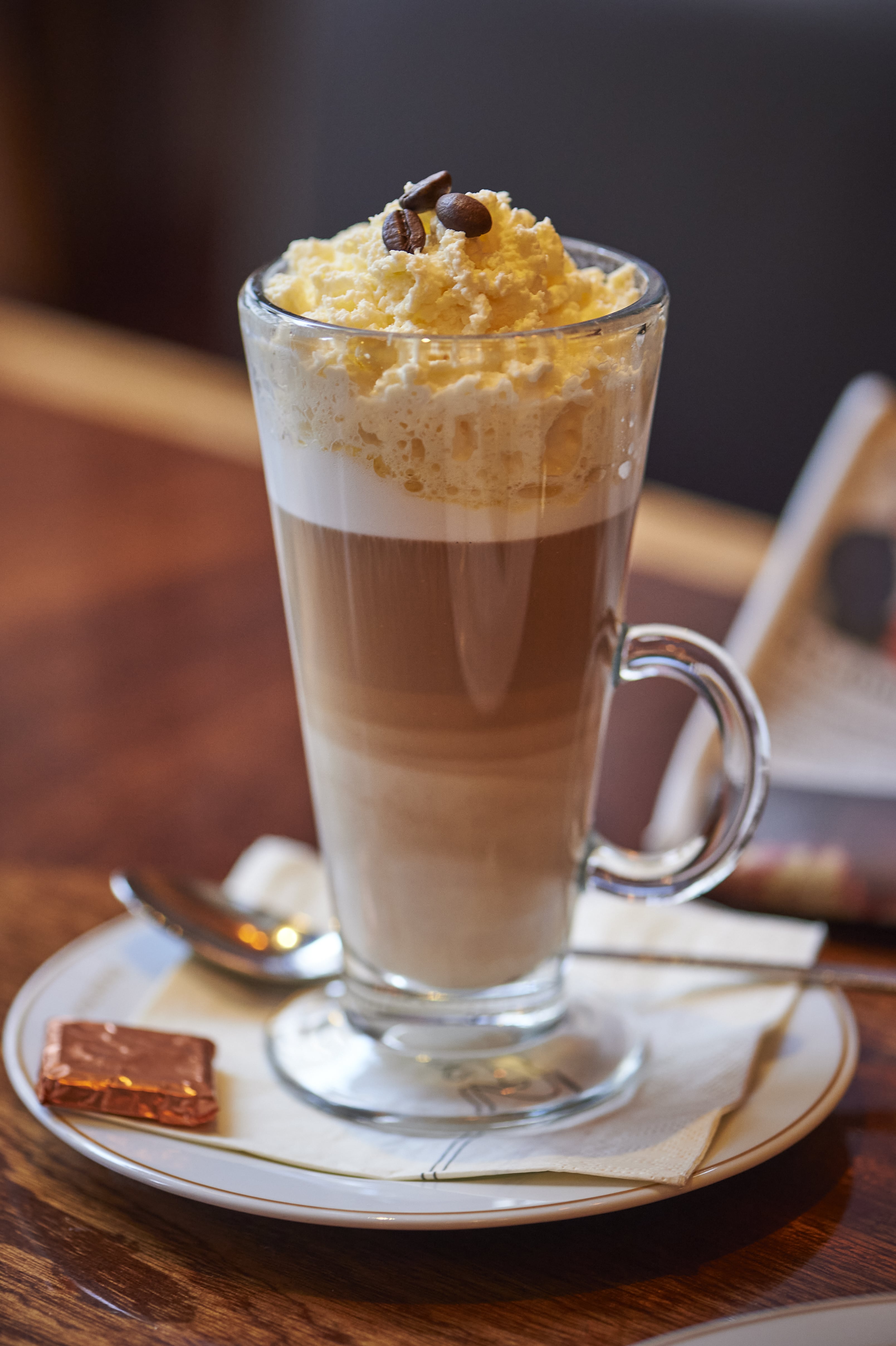 Traditional viennese coffee with whipped cream