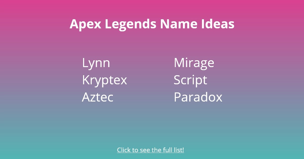 240 Good Apex Legends Names Followchain