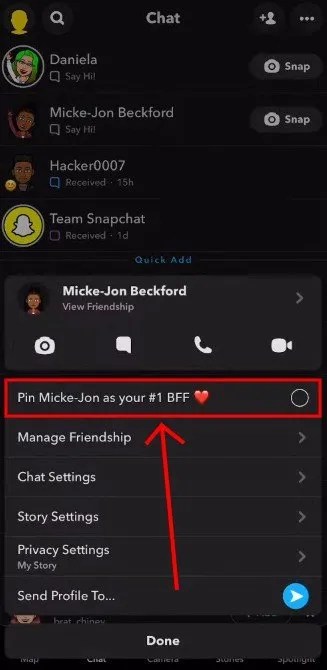 How To Pin Your Best Friend Forever Bff On Snapchat Plus Followchain