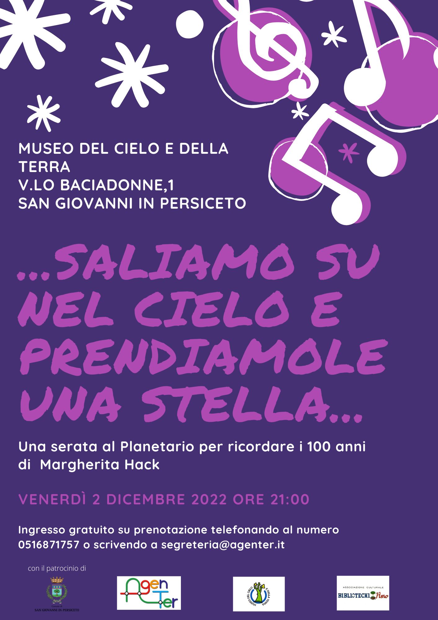 Saliamo Su Nel Cielo E Prendiamole Una Stella Una Serata Al Planetario Per Ricordare I 100 Anni Di Margherita Hack Gruppo Astrofili Persicetani