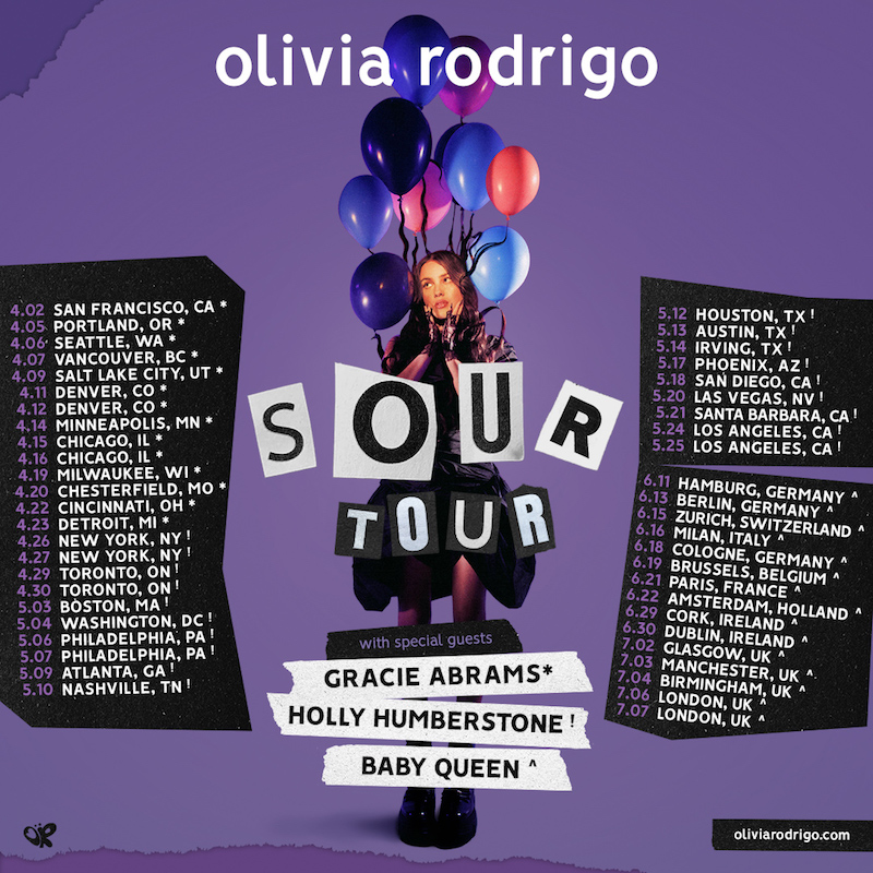 Olivia Rodrigo To Headline Two Nights At Greek Theatre Los Angeles Santa Barbara Bowl Addition Sour Tour Dates Announced Grimy Goods