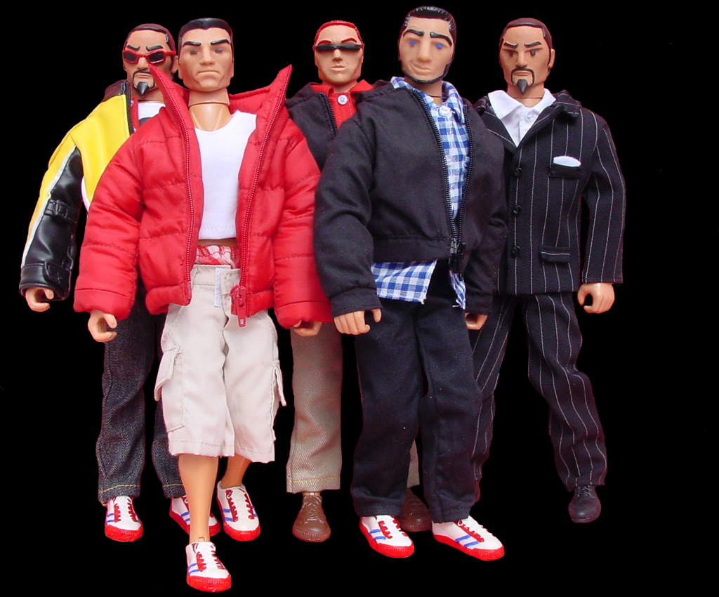 Group images of customized action figures