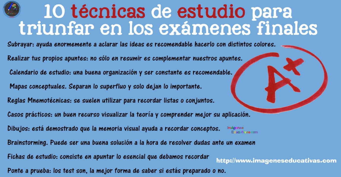 10 Tecnicas De Estudio Para Triunfar En Los Examenes Finales Imagenes Educativas
