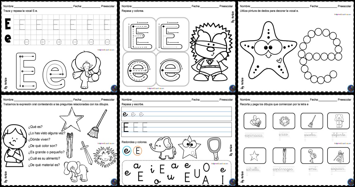 Cuaderno Para Preescolar Vocales Letra E Imagenes Educativas