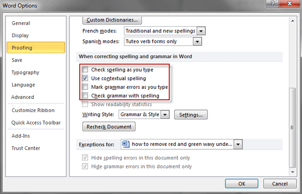 How To Get Rid Of Red Lines Under Words In Word
