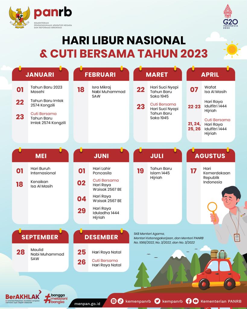 Calendar 2023 Lengkap Libur Nasional Dan Cuti Bersama Tahun 2023 Ada 3