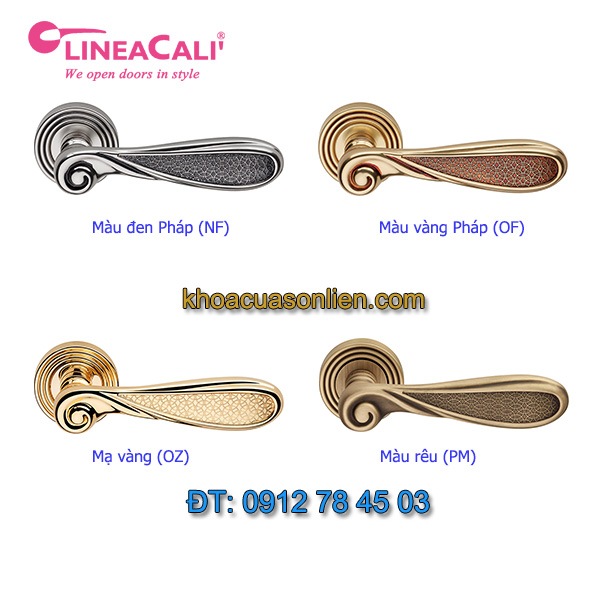 Bảng màu Bộ sưu tập khóa cửa cổ điển Aisha của Linea Calì