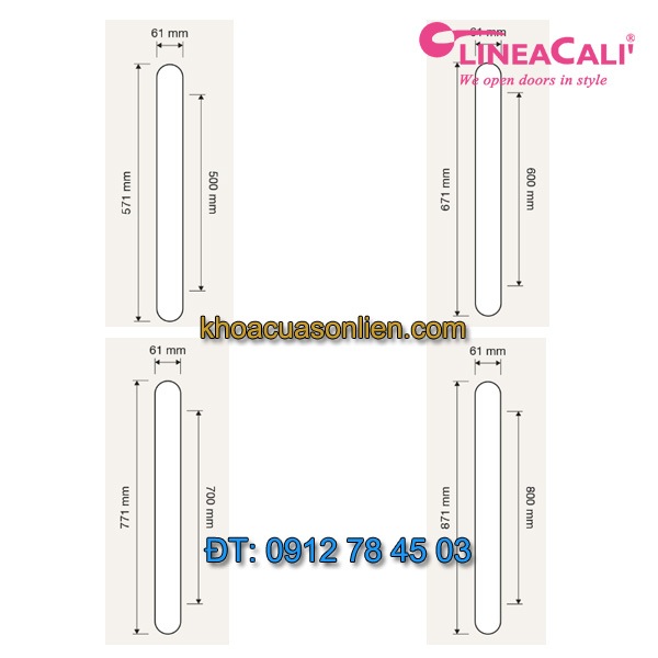Báo giá các tay nắm trong bộ sưu tập Jardin của Linea Calì