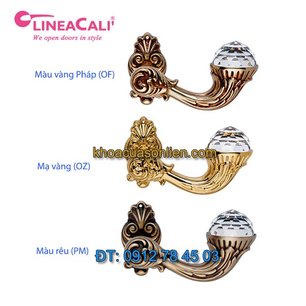 Bộ màu của khóa cửa gắn pha lê Brilliant Crystal của LineaCali