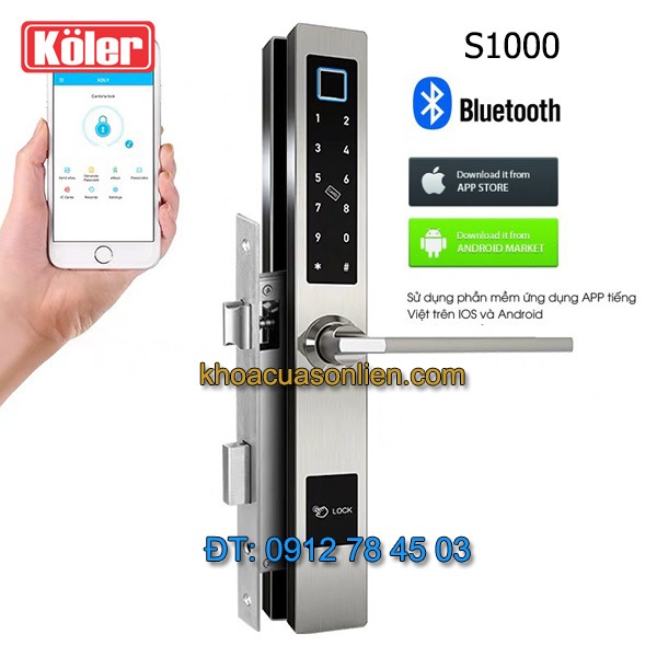 Nơi bán Khóa thông minh 5 in 1 cho cửa nhôm xingfa, cửa nhựa lõi thép, cửa sắt hộp, cửa gỗ đố nhỏ Koler S1000 giá rẻ tại Hà Nội