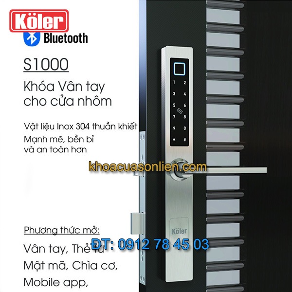 Nơi bán Khóa thông minh cho cửa nhôm xingfa, nhựa lõi thép, cửa gỗ đố nhỏ Koler S1000 giá rẻ tại Hà Nội