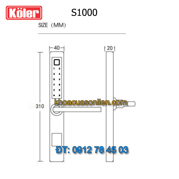 Nơi bán Khóa thông minh 5 in 1 cho cửa nhôm xingfa, nhựa lõi thép, cửa sắt hộp, cửa gỗ đó nhỏ Koler S1000 giá rẻ tại Hà Nội