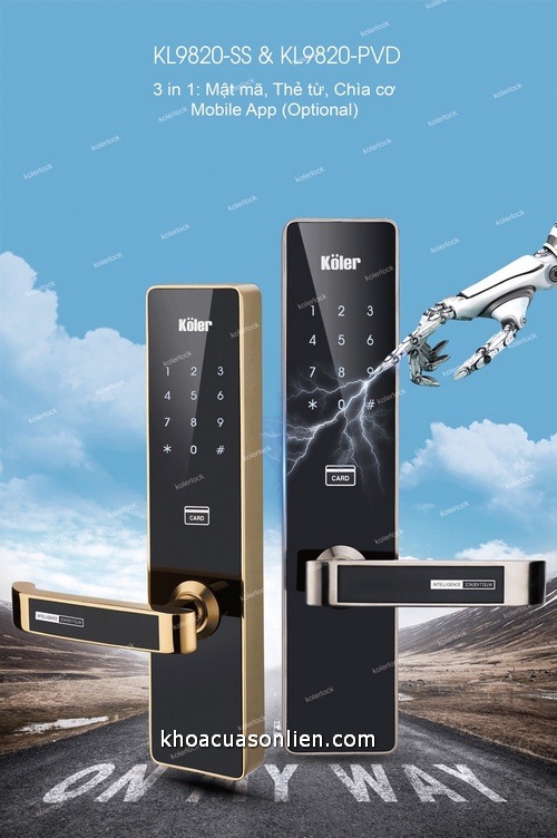 Khóa cửa điện tử Koler KL 9820-SS & KL 9820-PVD 3 in 1