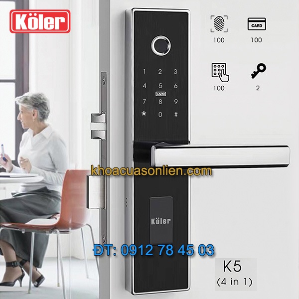 Nơi bán Khóa cửa thông minh smart lock vân tay 4 trong 1 Koler K5 giá rẻ tại Hà Nội