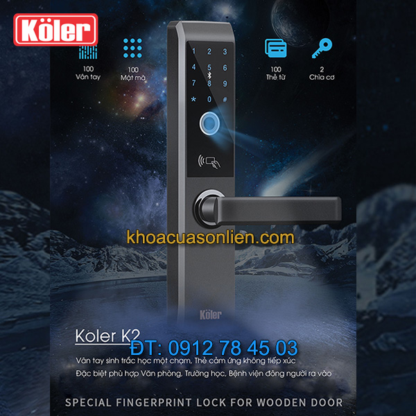 Nơi bán Khóa cửa thông minh smart lock vân tay siêu nhạy 4 in 1 Koler K2 giá rẻ tại Hà Nội