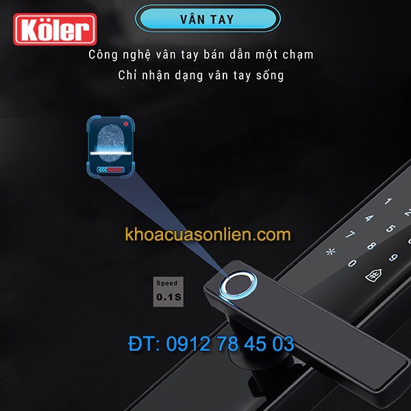 nơi bán Khóa cửa điện tử smart lock vân tay siêu nhạy 4 in 1 Koler A1-Black tại Hà Nội
