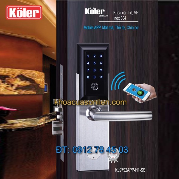 Báo giá khoá cửa điện tử smart lock 4 in 1 Koler KL9792APP-H1-SS - khóa cửa thông minh