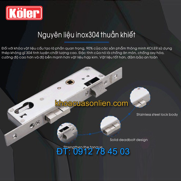 Nơi bán Khóa cửa thông minh vân tay Koler S1500 cho cửa nhôm xingfa, cửa nhựa lõi thép, cửa sắt hộp, cửa gỗ đố nhỏ giá rẻ tại Hà Nội