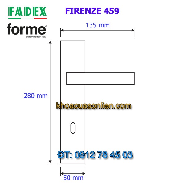 Báo giá nơi bán mẫu Khóa tay gạt cửa gỗ cổ điển Firenze 459 của Forme (FADEX) mạ PVD nhập khẩu Italy giá rẻ tại Hà Nội