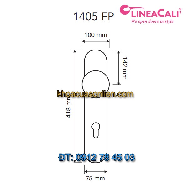 Báo giá khoá cửa đại sảnh tay cố định Queen 1405-FP của Linea Cali