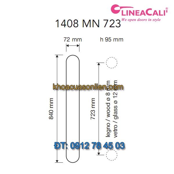 Báo giá tay nắm cửa đại sảnh Queen 1408-MN-723 của Linea Cali