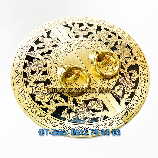Nơi bán mẫu Mặt bích trang trí tủ bằng đồng kèm tay giật tròn, hoa văn giả cổ giá rẻ tại Hà Nội