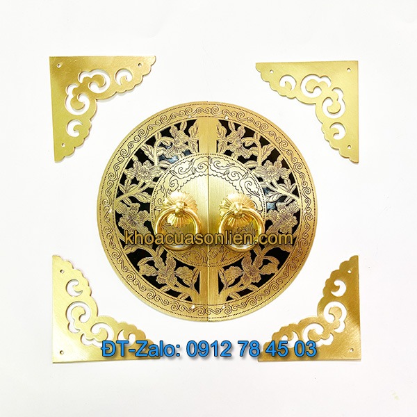 Nơi bán mẫu Mặt bích trang trí tủ bằng đồng kèm tay giật tròn, hoa văn giả cổ đẹp giá rẻ tại Hà Nội