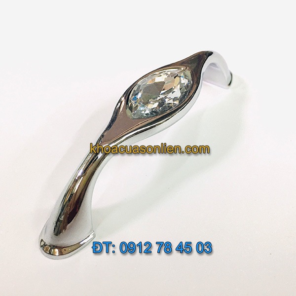 Nơi bán Mẫu tay tủ hợp kim mạ trắng bóng đính giả đá 6263 - 96mm đẹp giá rẻ tại Hà Nội