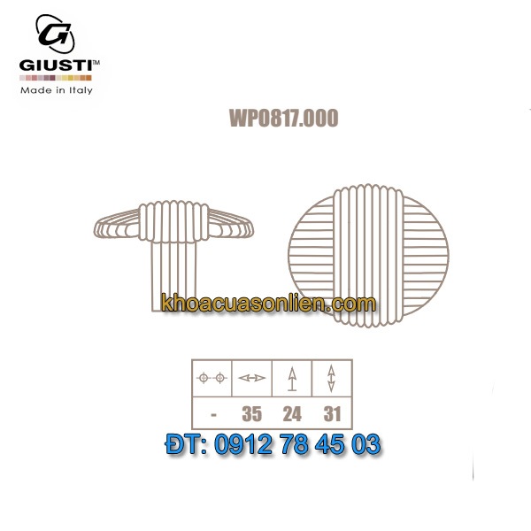 Nơi bán Núm cửa tủ WP0817.000 35mm nhập khẩu Giusti - Italy giá rẻ tại Hà Nội