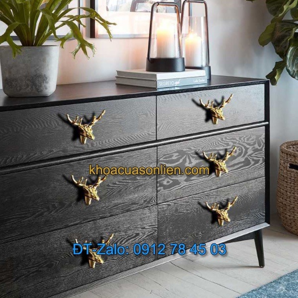 Báo giá nơi bán mẫu Tay nắm tủ decor hình đầu hươu bằng đồng NT-020 giá rẻ tại Hà Nội