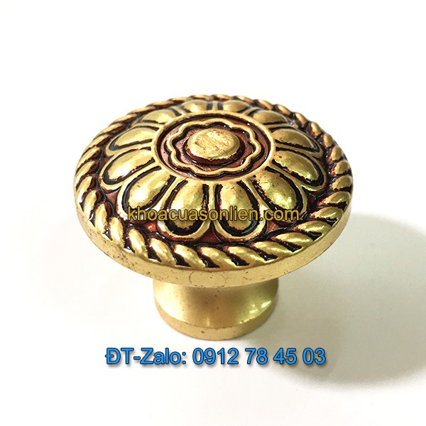 Báo giá nơi bán mẫu Núm tủ hoa bằng đồng vàng-đỏ đường kính 32mm NT-003 giá rẻ tại Hà Nội