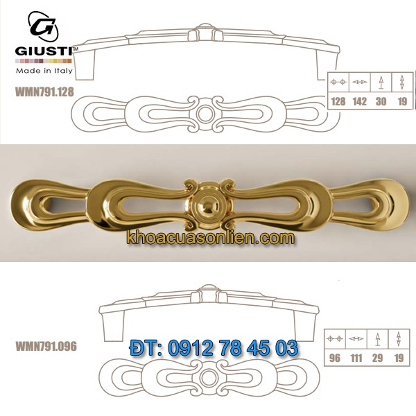 Nơi bán mẫu Tay co tủ cổ điển mạ vàng 24K WMN791 96mm và 128mm của Giusti nhập khẩu Italy giá rẻ tại Hà Nội