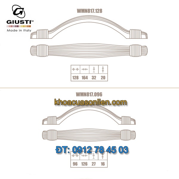 Báo giá mẫu Tay co tủ màu đồng cổ điển WMN817 96mm và 128mm của Giusti nhập khẩu Italy giá rẻ tại Hà Nội