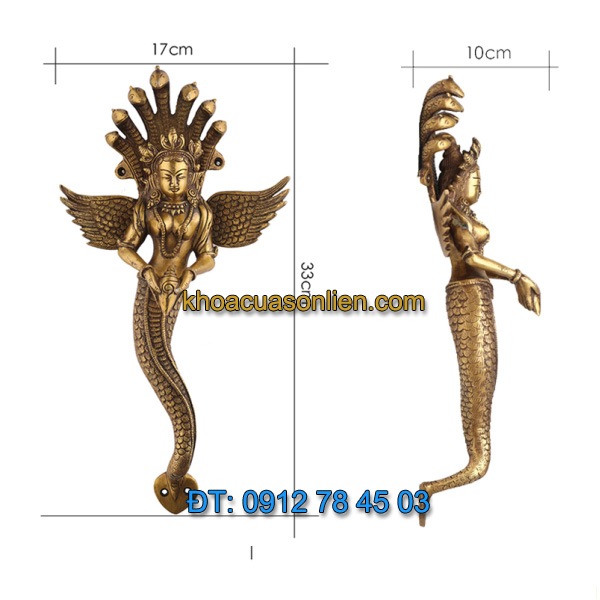 Nơi bán Tay nắm cửa đi decor hình thần rắn Naga dâng vật báu tại Hà Nội