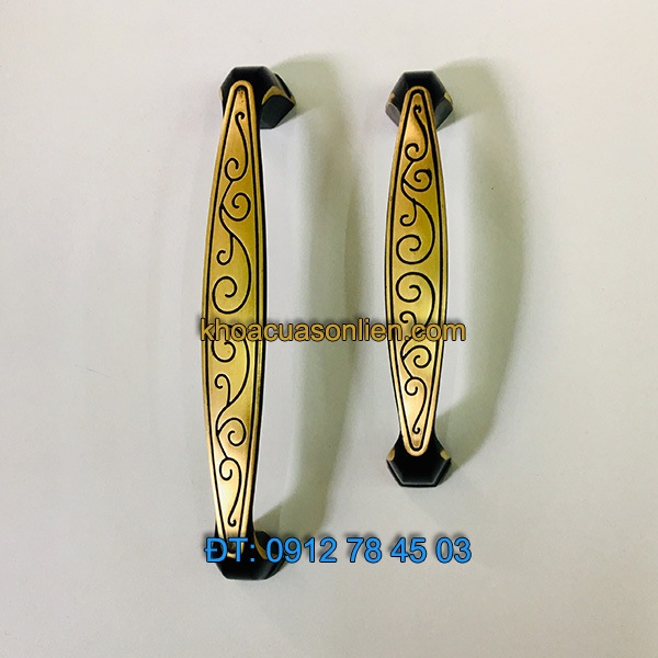 nơi bán Tay nắm tủ bằng đồng dây hoa màu vàng đen 2111 series tại Hà Nội