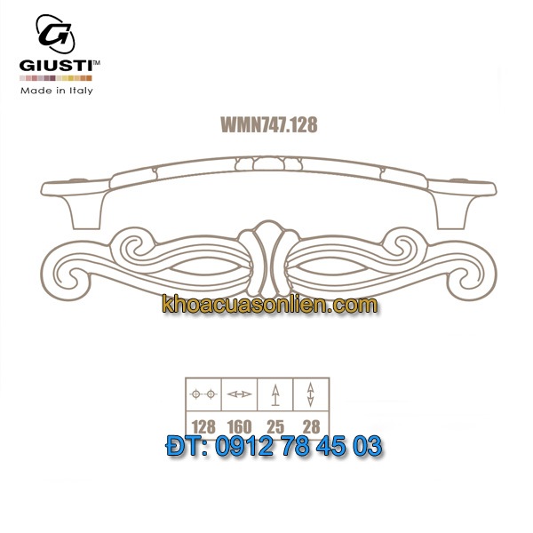 Nơi bán Tay nắm tủ tân cổ điển cao cấp WMN747.128 128mm của Giusti - Italy tại Hà Nội