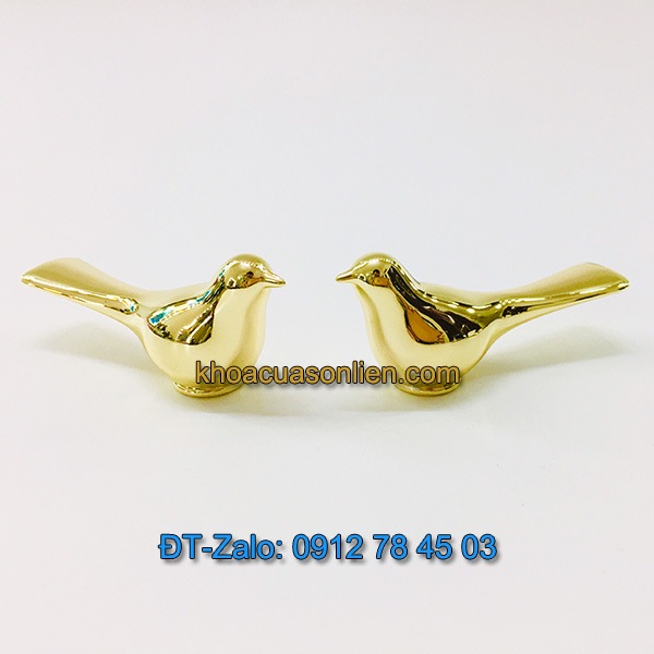 Báo giá nơi bán mẫu Tay nắm tủ decor 3 trong 1 hình chim họa mi mạ crome màu vàng giá rẻ tại Hà Nội